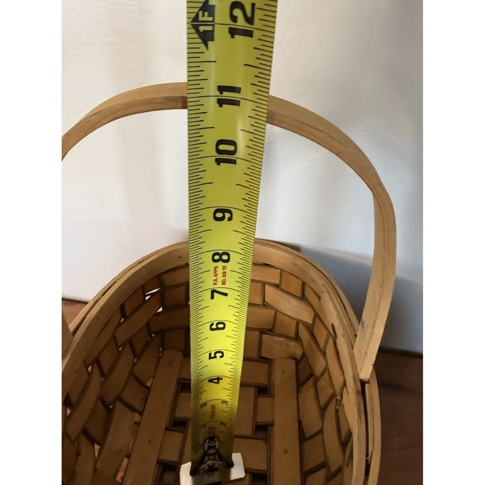 WICKER BASKET Brown Woven OVAL PICNIC TOTE CONTAINER with handle 12 x 9 x 7